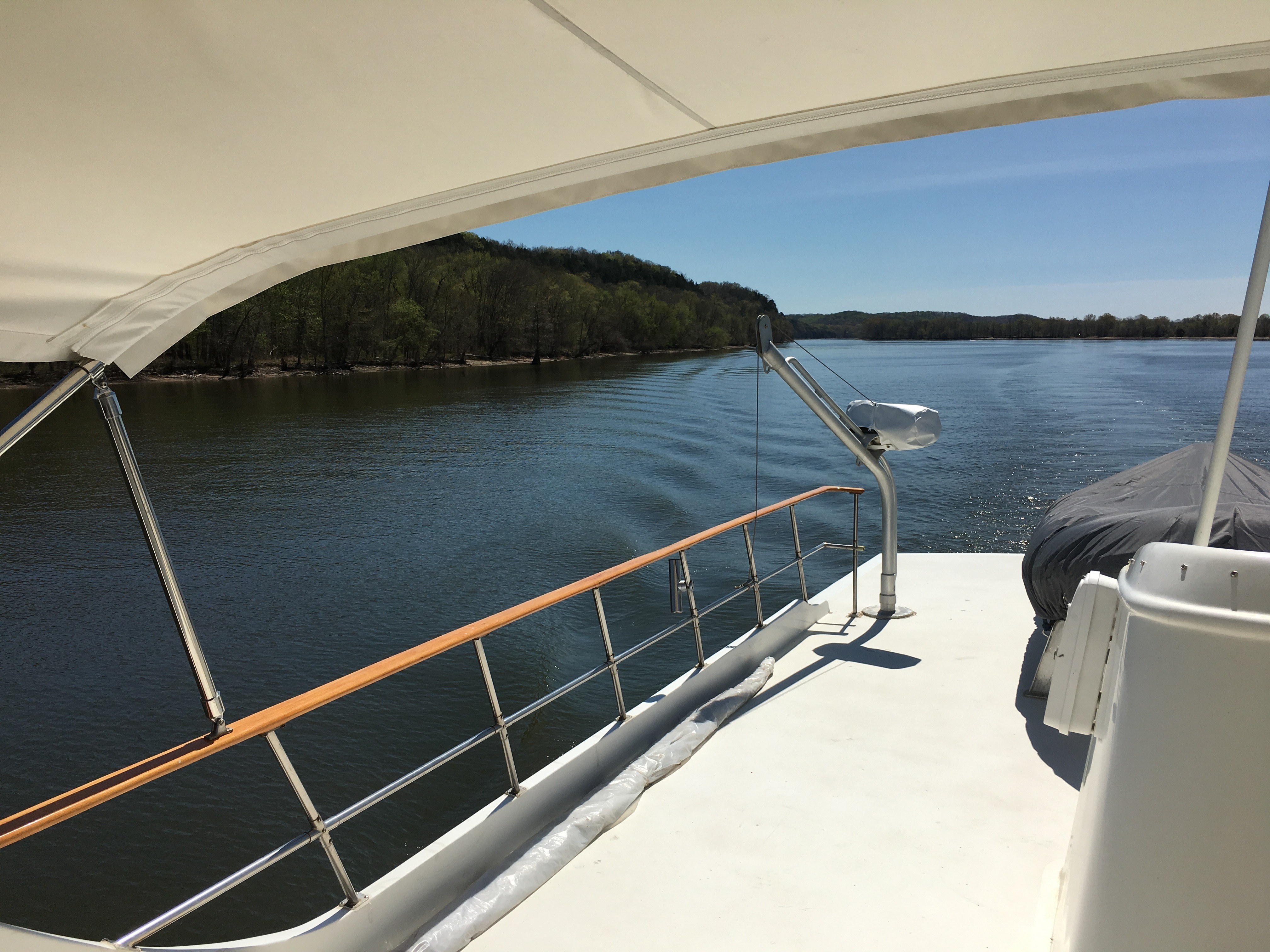 A wide water view from the upper aft deck.